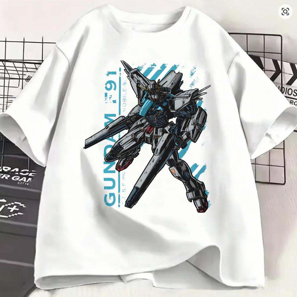 Gundam TShirt Summer Hippie T Shirts Unisex Pure Cotton O Neck 4xl 5xl 6xl Tees ShortSleeve Y2k Basic Tops