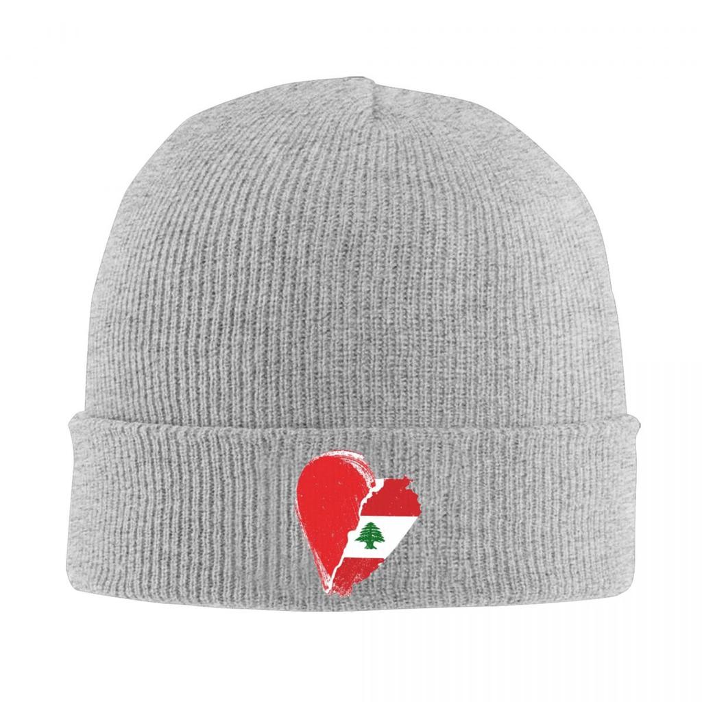 I Heart Lebanon Lebanese Flag Warm Knitted Cap Fashion Bonnet Hat Autumn Winter Outdoor Beanies Hats for Unisex Adult