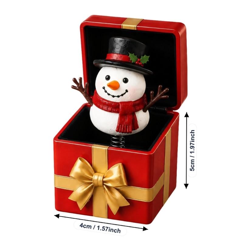 Hinged Christmas Gift Box Toy with a Spring-Mounted Figure That Rises As the Lid Opens for Holiday Gift Giving