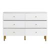Modern 6-Drawer Chest, White Storage Chest with Zinc Alloy Handles & Steel Legs, 120×40×78cm MDF Cabinet for Bedroom, Living Room, Entryway