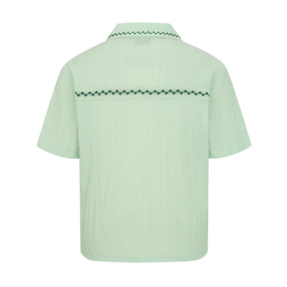 MALBON GOLF Summer Pleated Half-Open Collar T-Shirt Mint Green (Man)