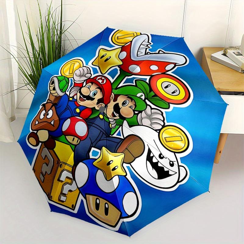 1pz Ombrello Automatico Antivento Avventura di Mario, Leggero per Donne/Uomini, Regalo di Natale Perfetto a0811254