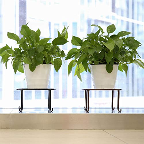 Lewondr Flower Stand, Iron Planter Rack with Cat Legs, for Houseplants, Gardening, and Plant Pots, 100lb Weight Capacity, Rattan Style, Suitable for I