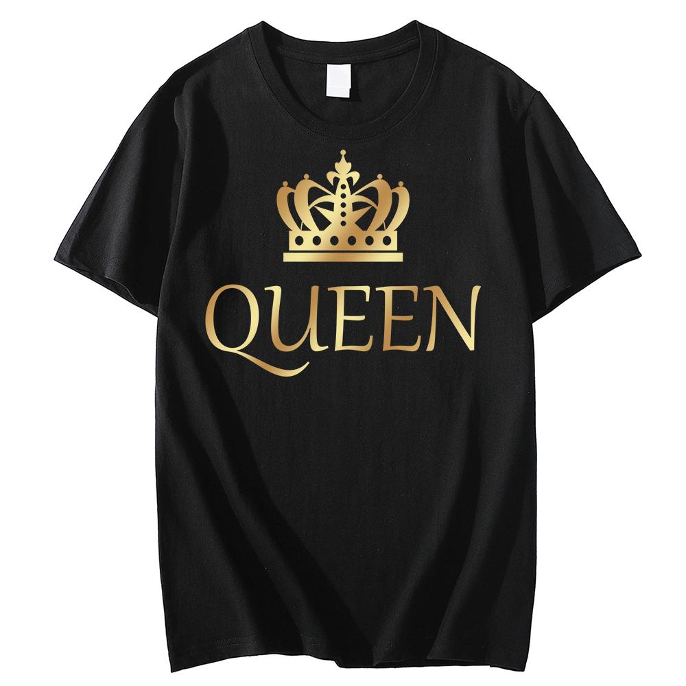 2026 Couple T-shirt Summer King Queen Letter Printed Tshirt Valentine's Day Short Sleeve Tees Luxury Brand Free Shipping Tops