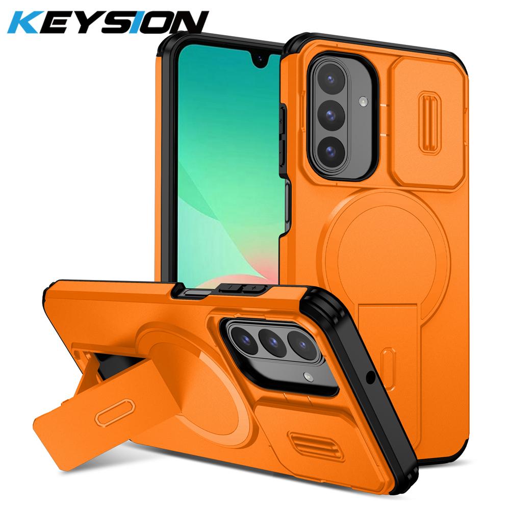 KEYSION Shockproof Magnetic Case for Samsung A17 4G 5G Slide Camera Protection Kickstand Phone Back Cover for Galaxy A26 5G