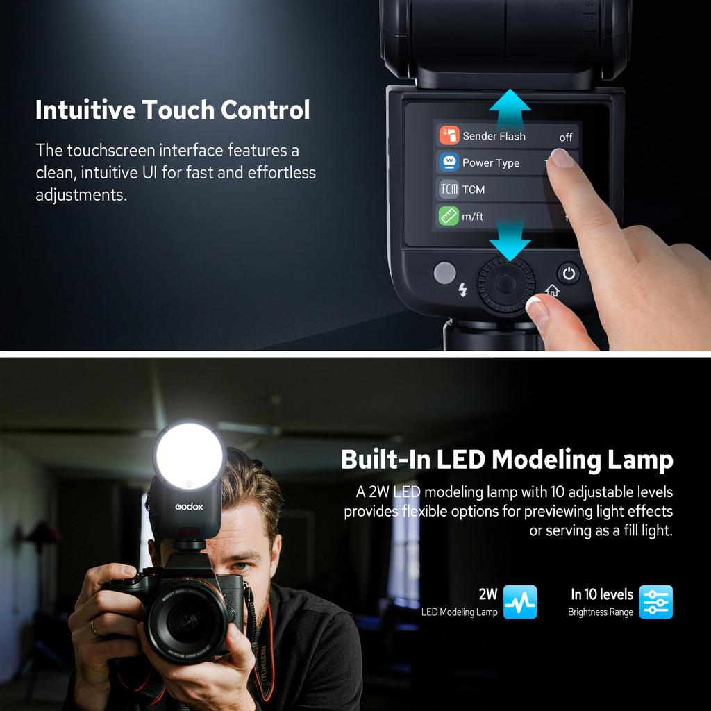 Authorized GODOX V1 Mid F V1mid Camera Round TTL Battery Compatible with Fujifilm Cameras [GODOX Dealer] Flash, Head, Speedlight, 2.4G HSS, 1/8000s,
