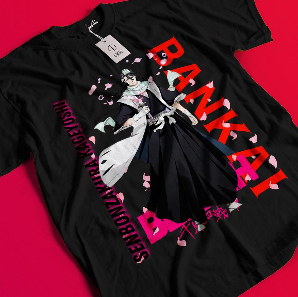 

Рубашка Бьякуя Кучики Bleach Аниме Футболка Айзен Футболка Ичиго Банкай Игвах Футболка BB257 2XL