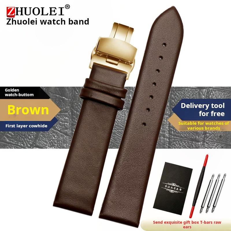 Thin Leather Strap 12 14 15mm 16mm 18mm 19mm 20mm 22mm For Tissot Longines Casio Watch Band Men Women Brown Blue White Bracelet