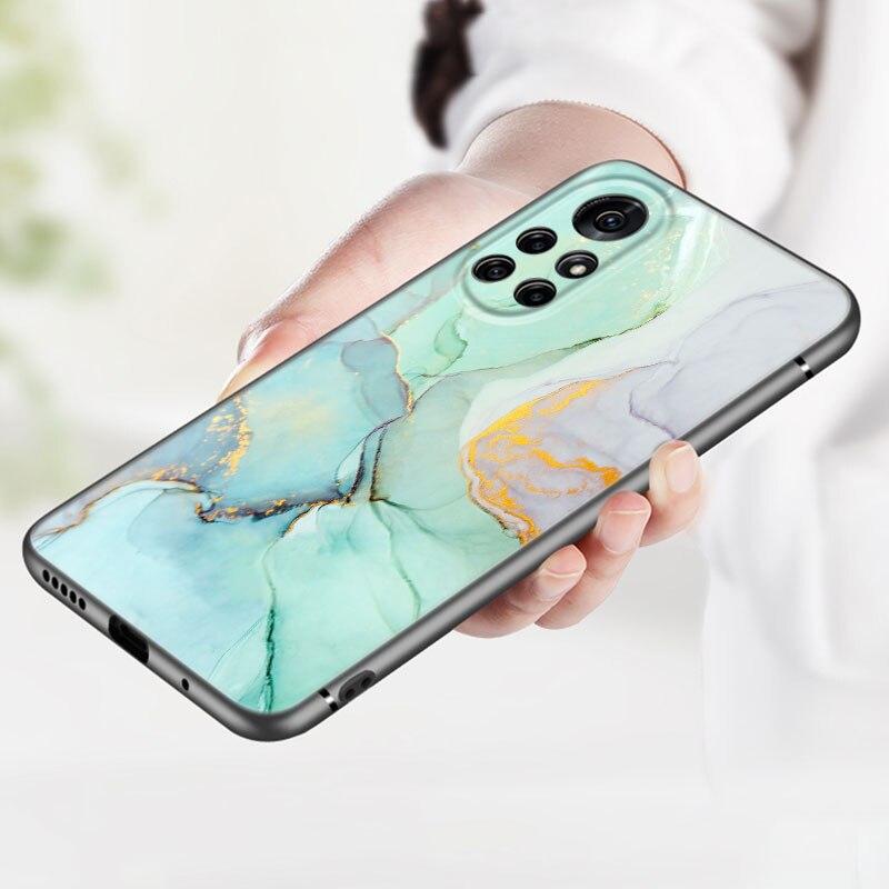 Husă de telefon din marmură vintage pentru Huawei Honor 60 50 SE 30S Mate 30 20 10 Lite 40 Nova 9 8 Pro Y60 8i 7i 7SE 5T Husă neagră premium