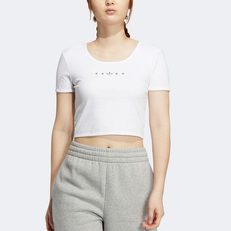 Adidas Originals MC Mc Crop Tee Logo T-Shirt Women Tops White HZ5349