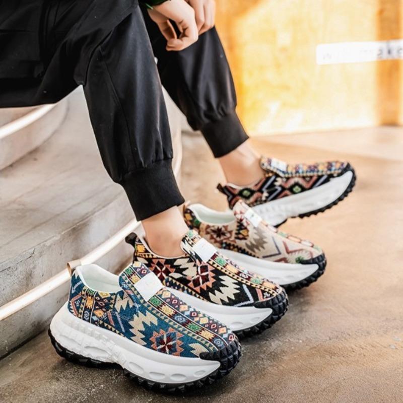 Men'S Platform Sneakers Autumn New Breathable Comfortable Vintage Casual Shoes Fashion Height Increase Outdoor Vulcanized Shoes