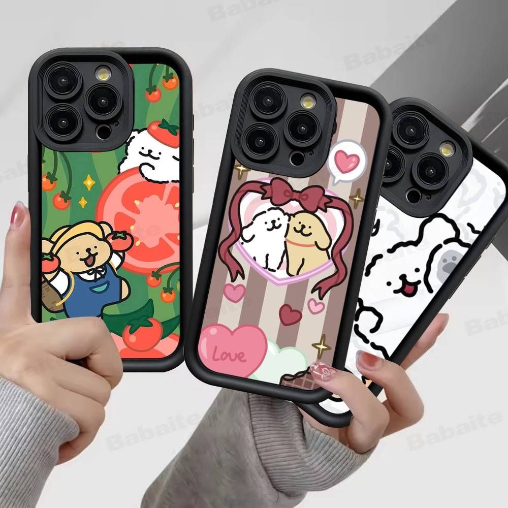 Maltese Cute Line Puppy Dog For IPhone 17 Pro Max 16 15 14 13 12 11 Plus Black Soft Phone Cover