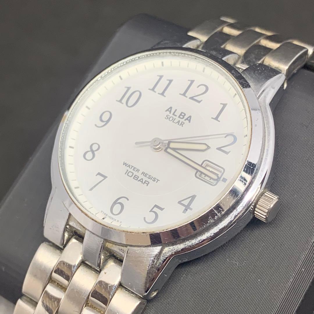 Used ALBA SOLAR Watch 10BAR Waterproof Working Product V145-0BP0