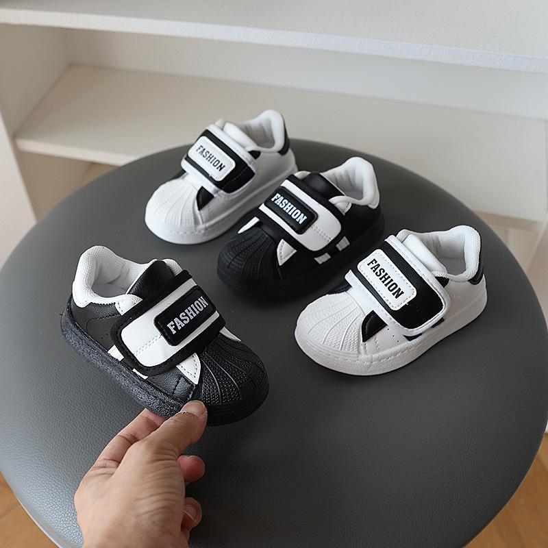 Girls' shoes, new autumn model, children's shell-toe sneakers, leather white shoes, boys' casual sports shoes