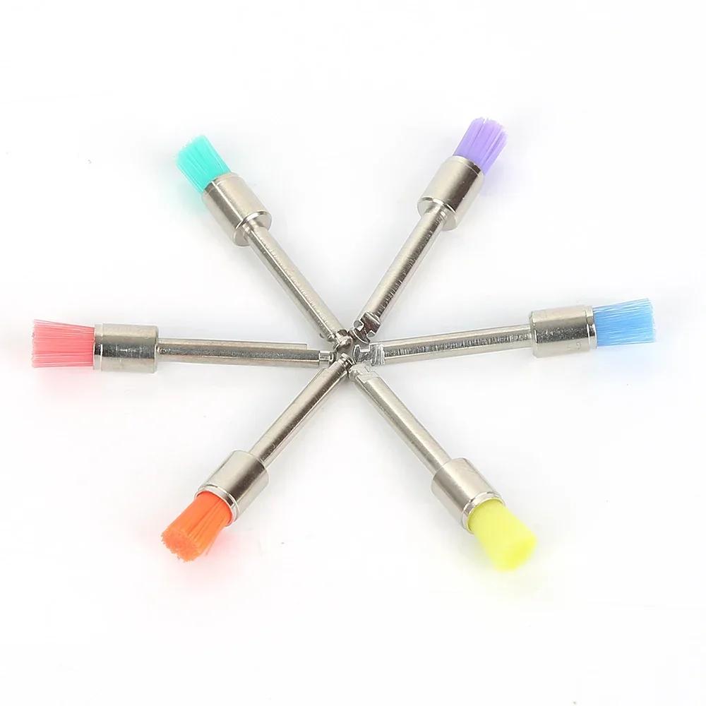 100Pcs Dental Lab Nylon Small Latch/taper Polishing Polisher Prophylaxis Soft Brushes Dentist Products 0.6Cm Brus White Fla