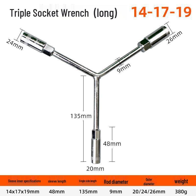 Multifunctional Y-Type Extended Socket Wrench Set