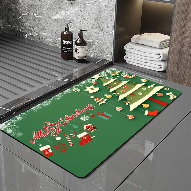 SANFAN Customizable Christmas Multipurpose Floor Mat Doorway Bath Mat Kitchen Mat