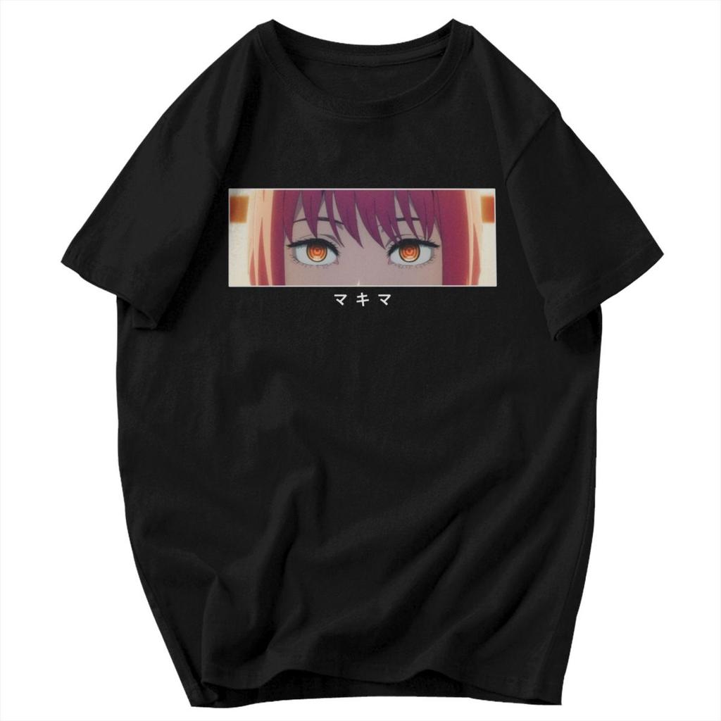 Men T Shirt Anime Chainsaw Man Makima Cotton Y2K Graphic Quality Unisex Tops T Shirts