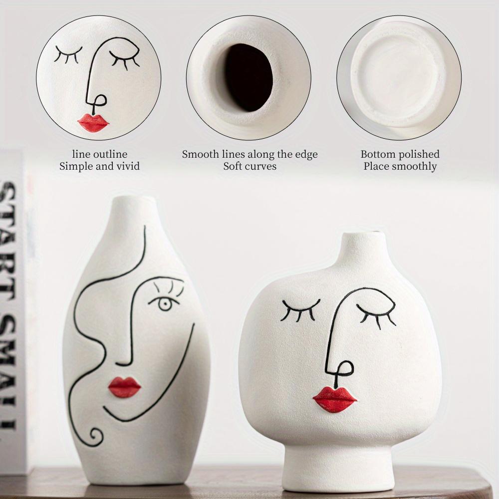 Nordic Hand Painted Face Creative Ceramic Vase Home Living Room Decor Flower Vase Gift