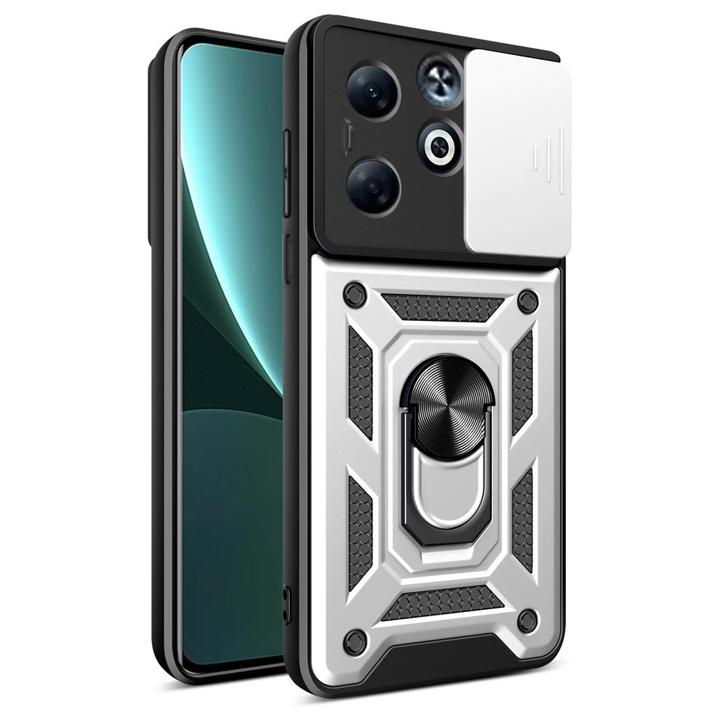 For Infinix Smart 8 Plus Case PC+TPU Phone Cover with Slide Camera Lens Protector