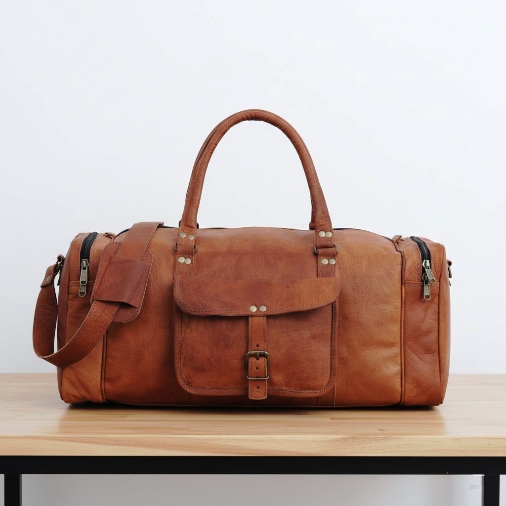 

Мужская дорожная сумка из цельнозерновой кожи, большая сумка для выходных, дорожная сумка для мужчин и женщин, кожаная ночная сумка, подарок для него и нее | спортивная сумка 22 x 10 x 9 in коричневый