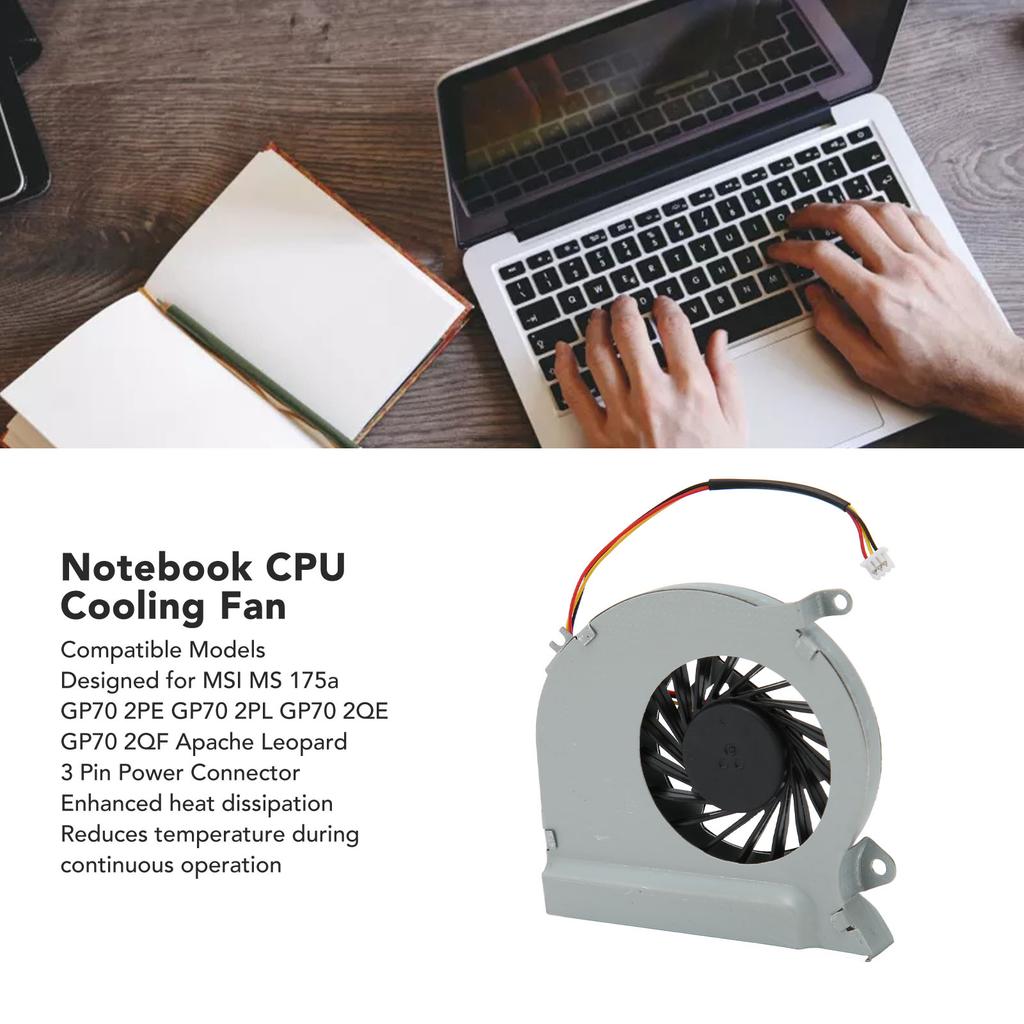 Laptop CPU Cooling Fan Replacement Notebook Internal Cooler for MSI MS 175a GP70 2PE GP70 2PL GP70
