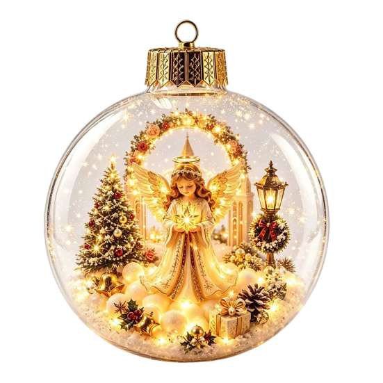 Palline di Plastica per Festa Ornamento Luminoso Storia di Natale, Palla Appesa 3D Luminosa con LED Caldo, Mini Decorazione Festiva da Interno/Esterno Festività