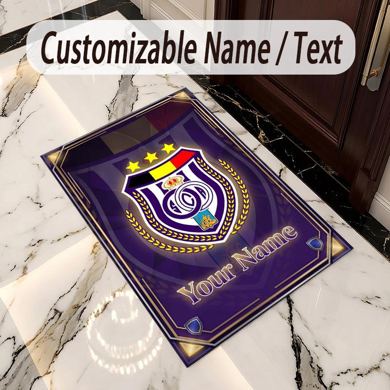 Kristall-Samt-Teppich Anderlecht FC Aufdruck Benutzerdefinierter Name Text Fußmatte Heimdekoration
