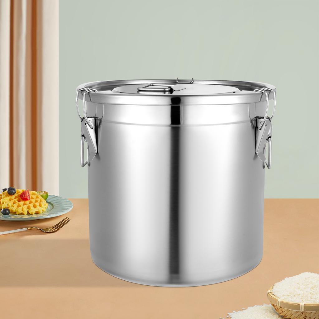 Bymaocar 21L/4,62Gal Luftdichter Edelstahl-Lebensmittelaufbewahrungsbehälter mit verschließbarem Deckel, Großer Küchenschrank-Organizer