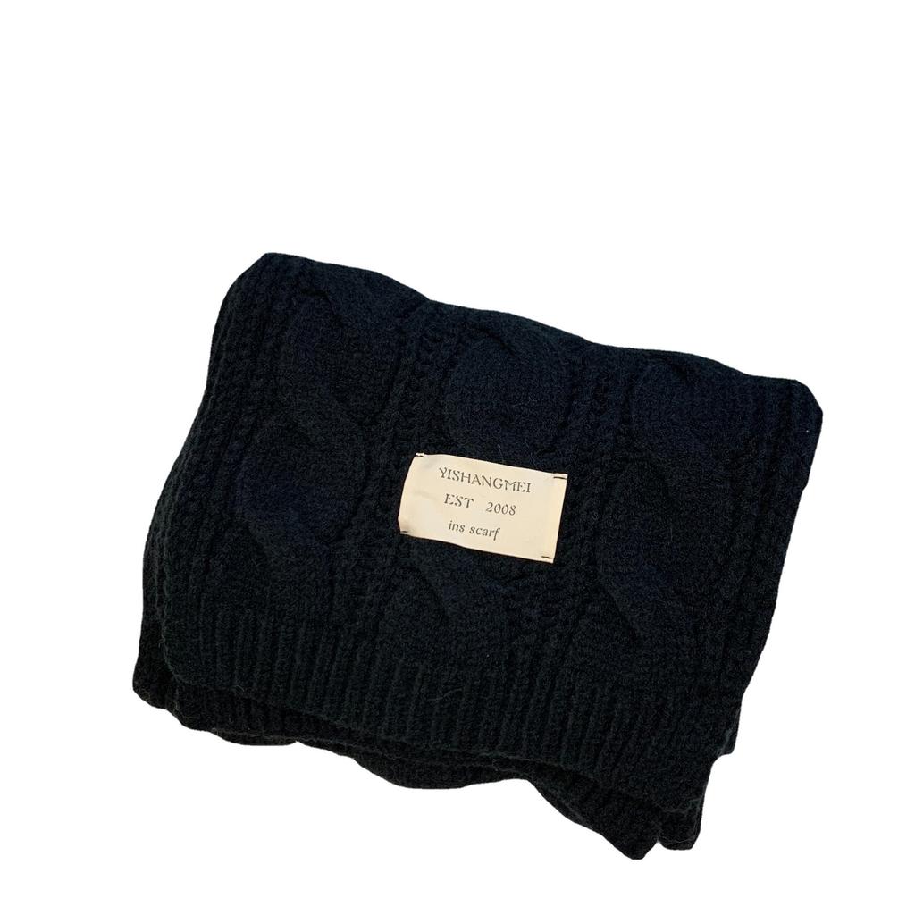 Korean Style Scarf for Men and Women in Autumn and Winter Long Solid Color Cloth Label Knitted Wool Student Warm Scarf Trendy