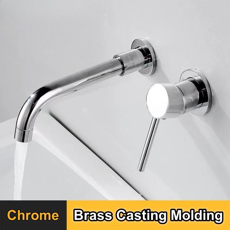 360° Rotation Bathroom Basin Faucet Concealed Wall Mounted Water Tap Single Handle Hot Cold Water Bath Mixer Tap