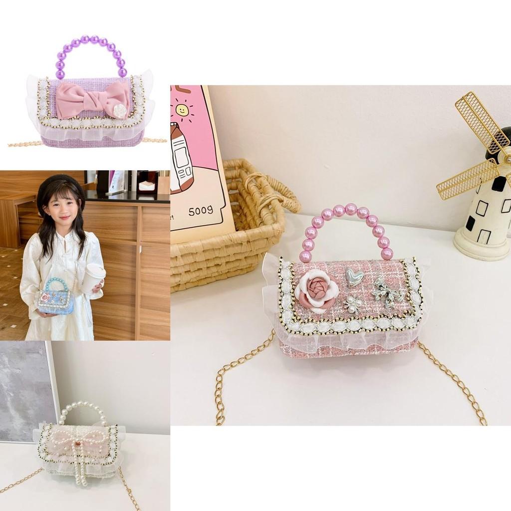 Stylish Korean Childrens Shoulder Bag With Pearl Bow And Cute Floral Design For Kids