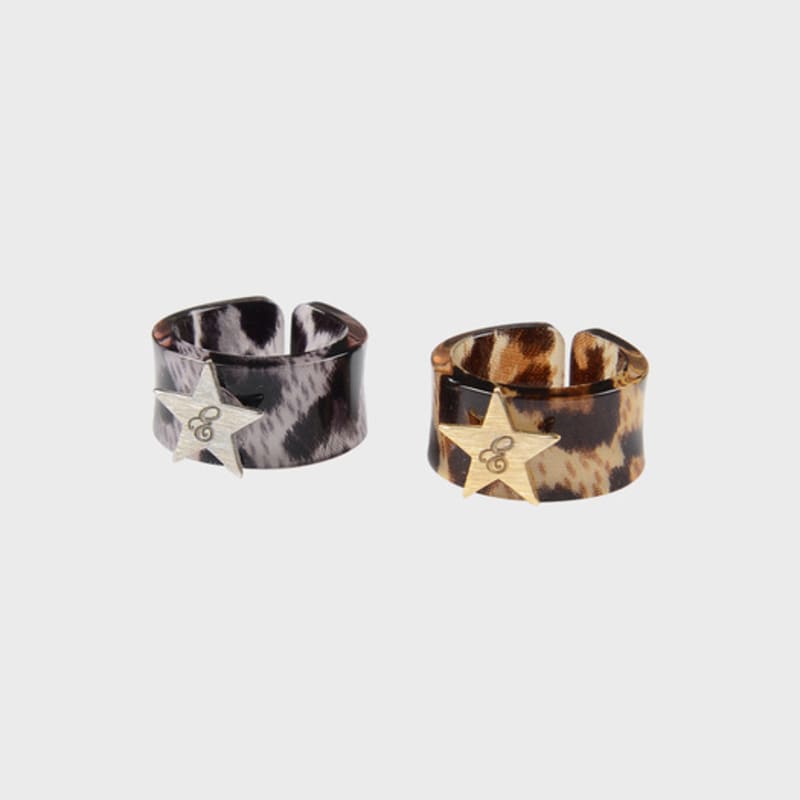 Eireve LEOPARD AND STAR RING SET 2PCS
