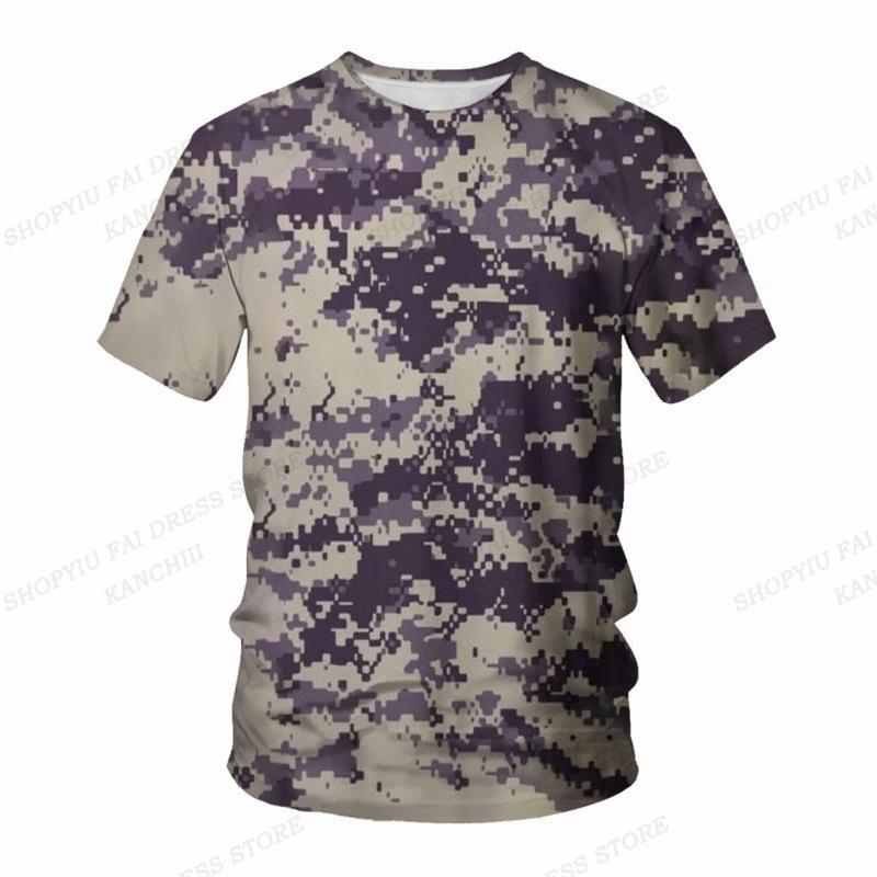 Sommer Camo T-Shirt Camouflage 3D Druck T-Shirt Herren Mode O-Ausschnitt Kurzarm T-Shirt Outdoor T-Shirt Kinder Oberteile Tee Fitness