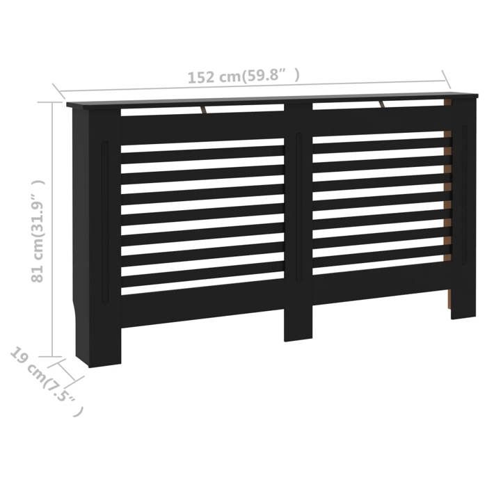 Cache-radiateur Noir - VidaXL - 152x19x81 cm - MDF - Espace de rangement pour livres et ornements