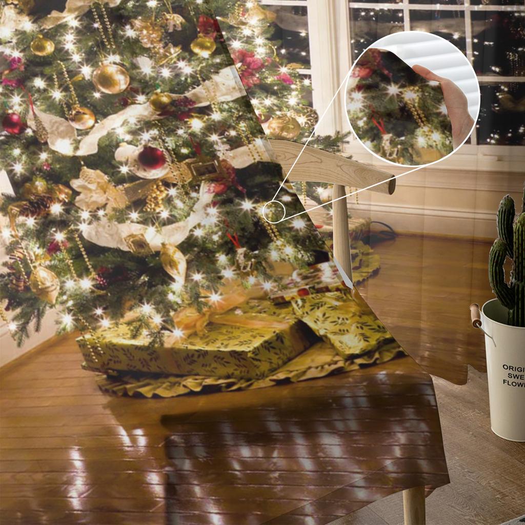 Christmas Tree Lights Christmas Theme Tulle Curtains For Living Room Decoration Modern Chiffon Sheer Voile Christmas Curtains