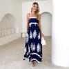 Women's Boho Floral Beach Sundress Sleeveless Summer  Maxi Dress Spaghetti Straps Casual Smocked Flowy A-Line Dress Party Long Dresses for Women