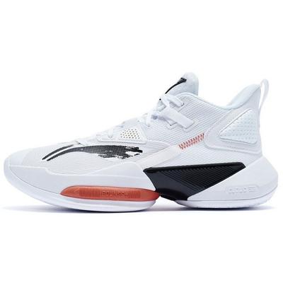 Air Strike 8 Absorción de Impactos Antideslizante Resistente al Desgaste Zapatillas de Baloncesto de Caña Media para Hombre Zapatillas Blanco Negro ABPR035-4