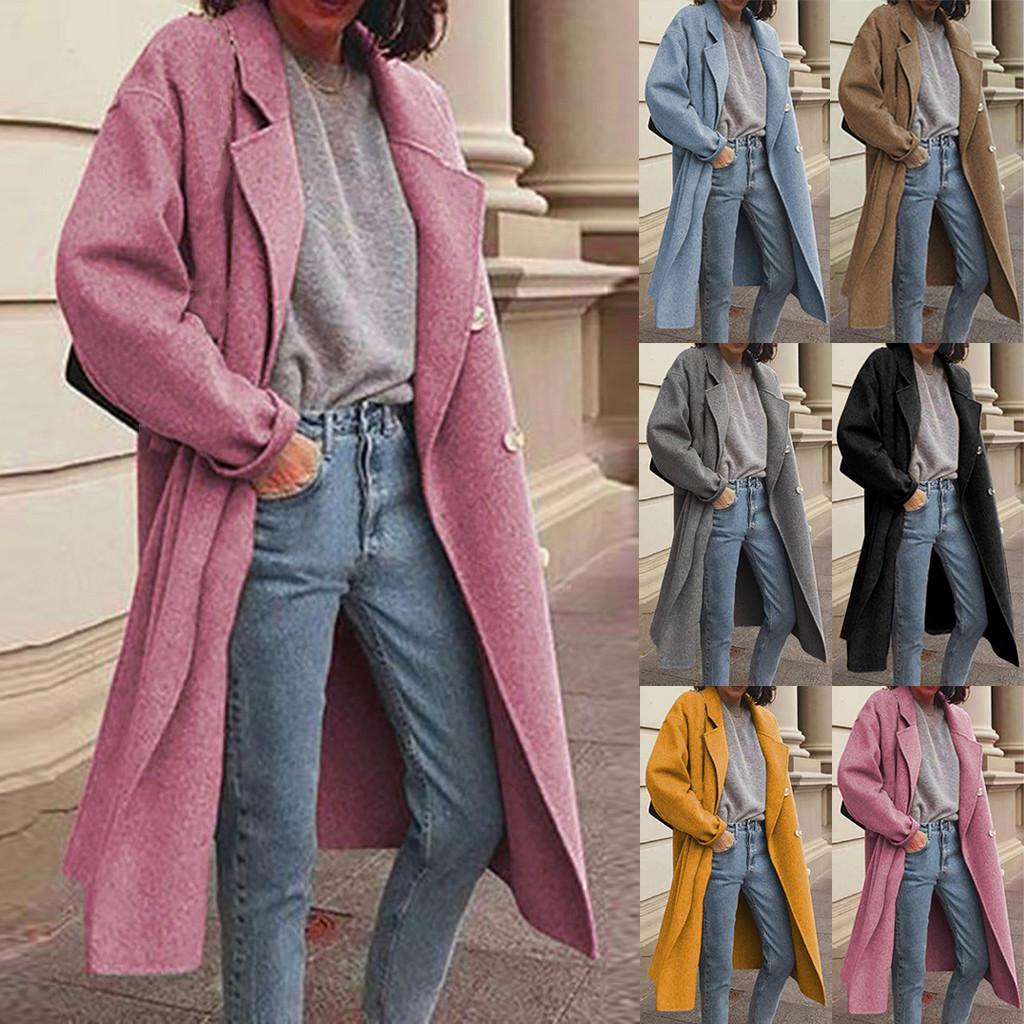 

Модный женский однотонный плащ, ветровка, куртка, двубортное пальто