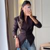New Women's Slim Fit Asymmetric Blazer Jacket Long Sleeve Fashion Elegant Top
