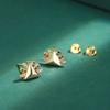 Exquisite Yellow S925 Silver Earrings for Women Fashion Party Jewelry Geometric Zircon Earrings Triangle Earrings Sterling Silver Earrings