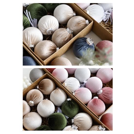 15 Pcs Velvet Christmas Balls Shatterproof Flocked Xmas Tree Hanging Ball Ornaments Festive Home Party Baubles for Christmas Wedding