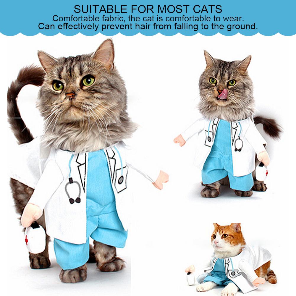 Mini Cute Funny Cat Clothes Doctor Suit Dressing Up Costume Clothing Pet Supplies(White Type 4)