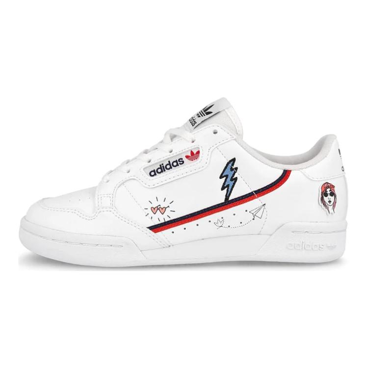 

Adidas Originals Continental 80 J Slip Resistant Low top Kids Skateboarding Shoes White Blue Red Teenagers FX6067 38