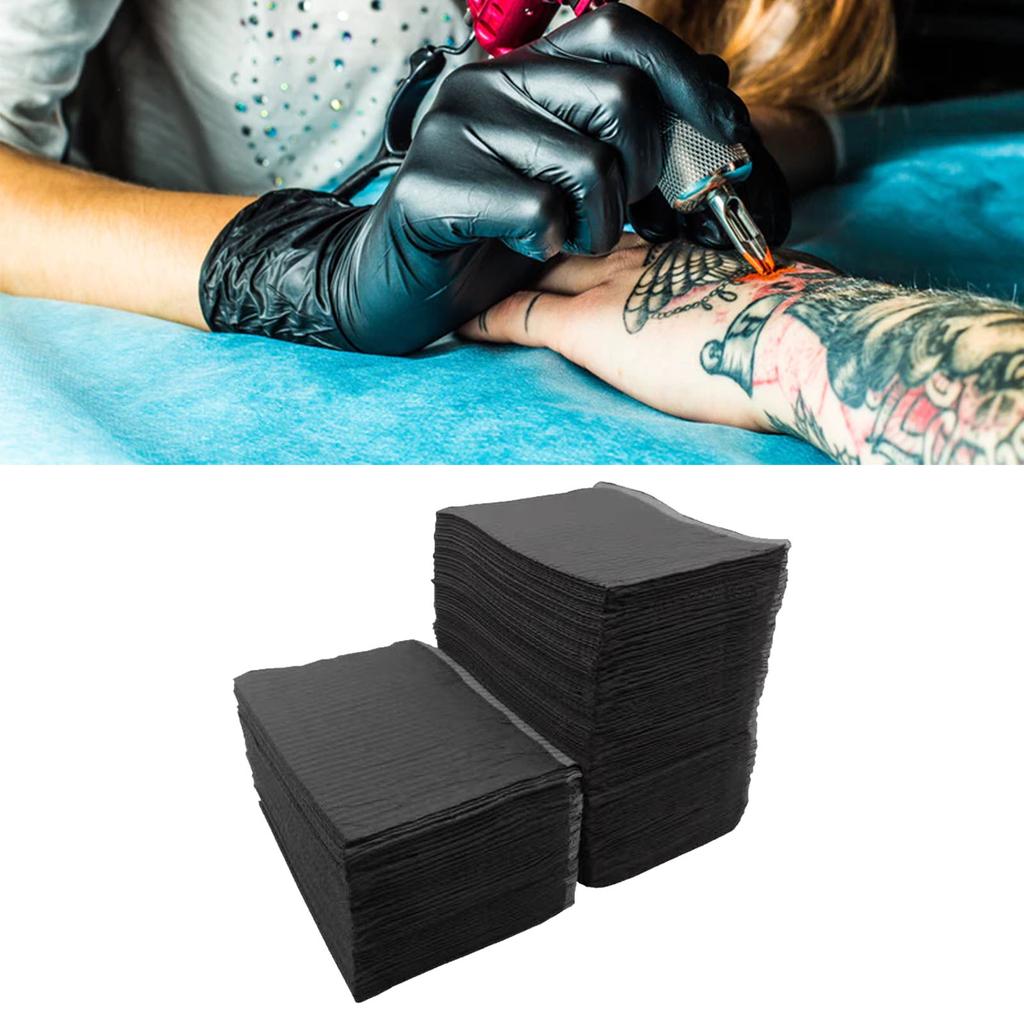125PCS Tattoo Clean Pad Disposable Soft Waterproof Non Woven Fabric Tattoo Table Cover for Tattooist Black