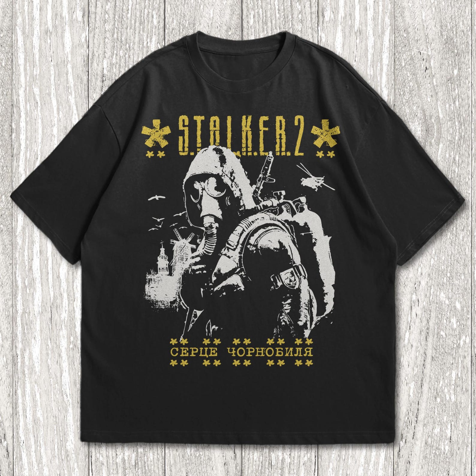 Stalker 2 Heart of Chornobyl T-Shirt, Stalker Game T-Shirt, Black Shirt, unisex Sizes S