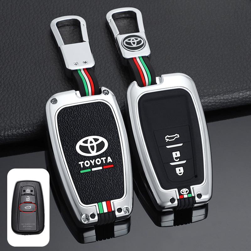 Zinc Alloy+Silicone Car Remote Key Case Cover For Toyota Prius Camry Corolla C-HR CHR RAV4 Prado 2018 2019 Keychain Accessories