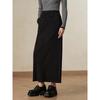 JUZI Annakou Women's Casual Fleece-Lined Slit Straight Knit Long Skirt