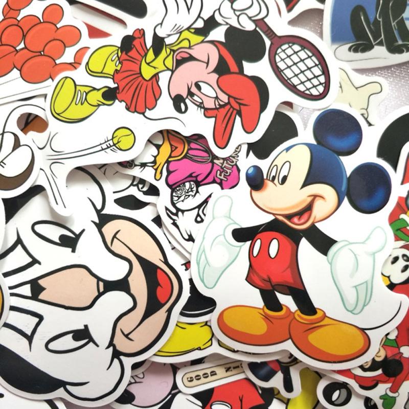 50pcs Mickey Mouse Cartoon Doodle Suitcase Computer Skateboard Stickers Decorative Decal Paster