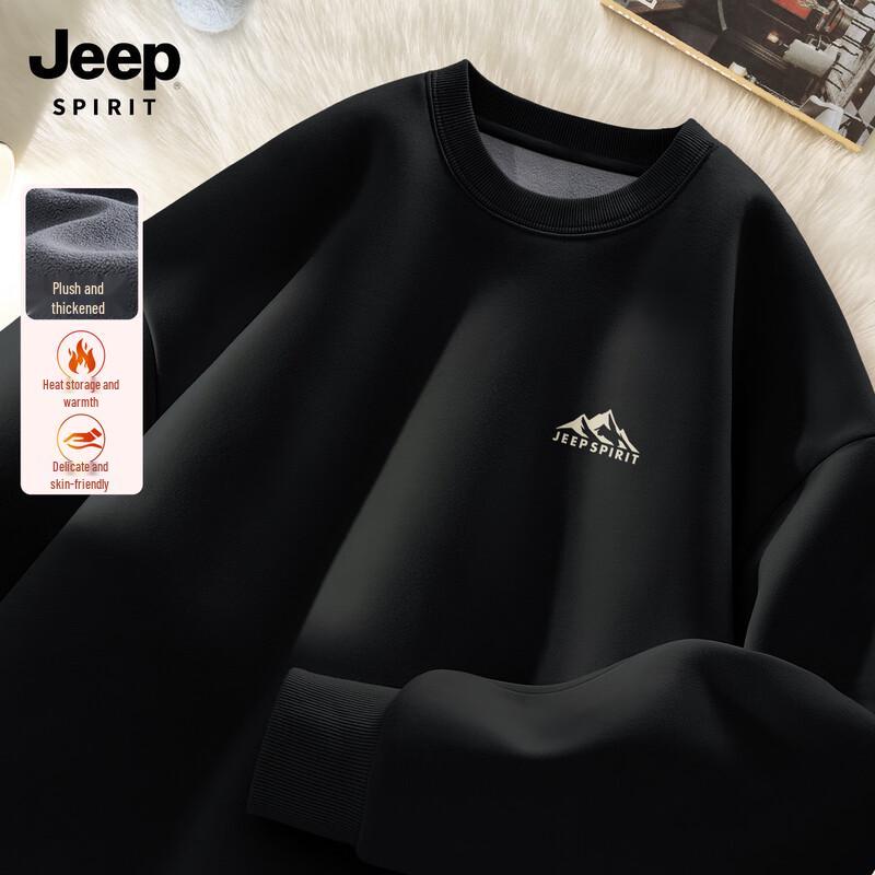 JEEP SPIRIT Men's Loose-Fit Fleece-Lined Sweatshirt